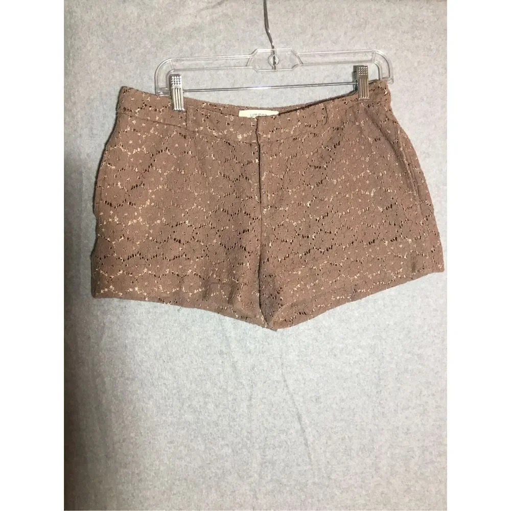 Womens Umgee Shorts Brown Lace Eyelet Fabric Boho Cottage Core Casual Spring